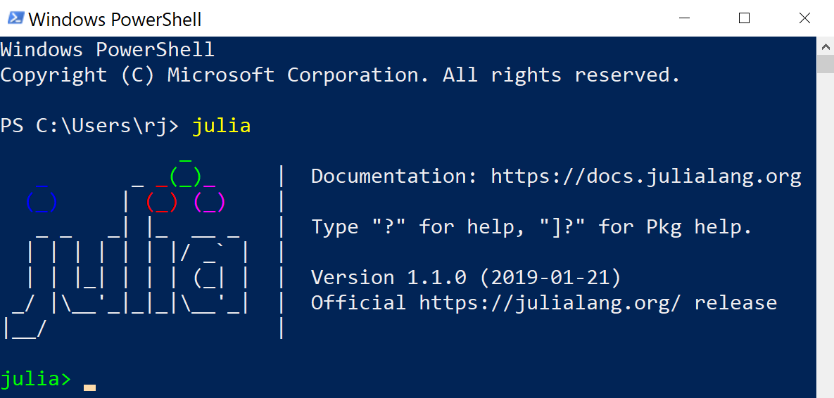 Julia Install on Powershell